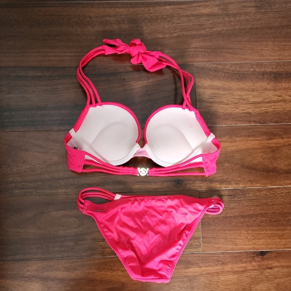 Vibrant Red Halter Bombshell Bikini With Classic … - image 2